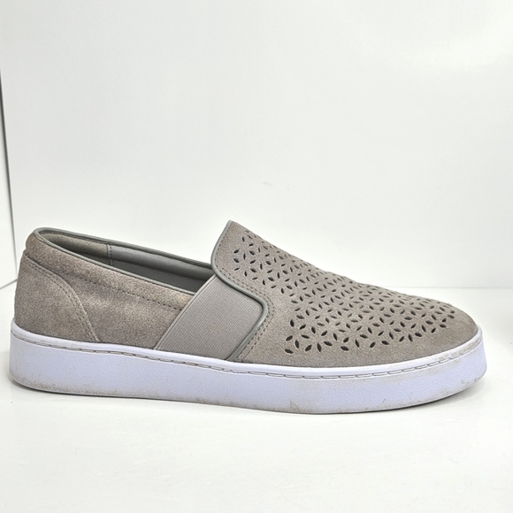 Vionic Gray Faux Suede Perforated Loafers Slip-On Shoes Women's Size 8 - Picture 10 of 16